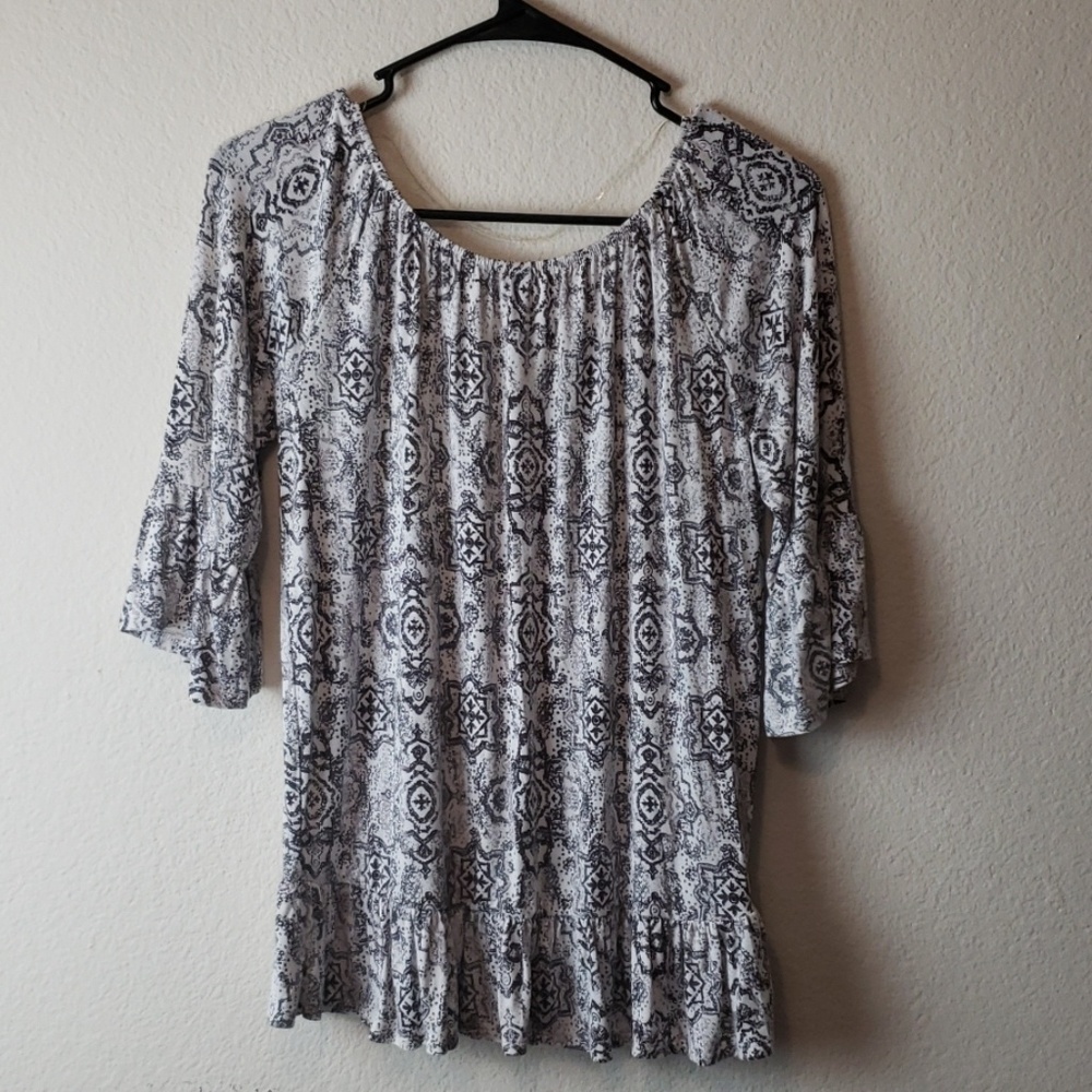 Massini Patterned 3/4 Sleeve Blouse